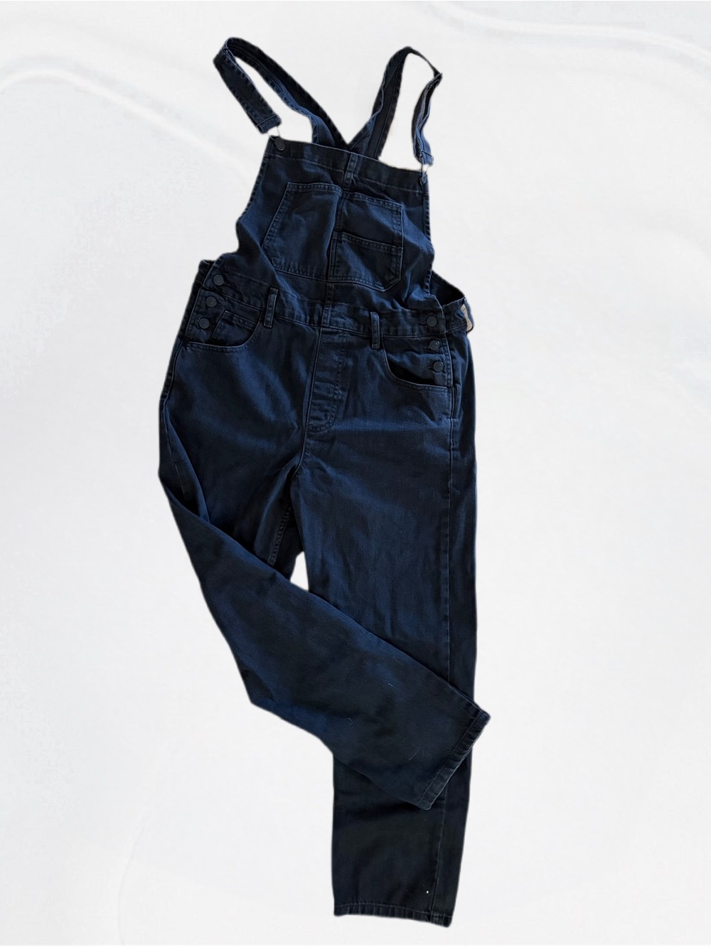 Free People Black Denim Overalls with Straight Leg - Picture 2 of 5